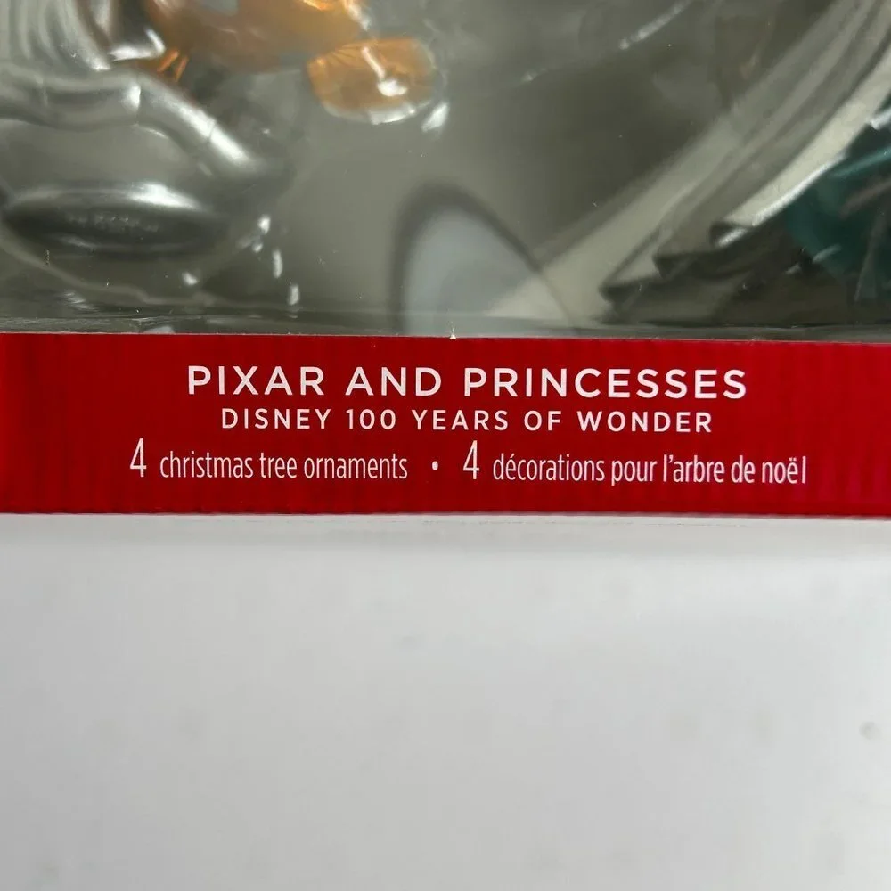 Hallmark Disney Ornaments 100 Years of Wonder Set of 4 Pixar & Princess 2023 NEW